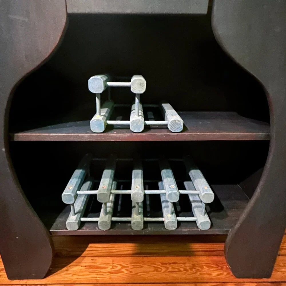Blue Wood Distressed Wine Rack Holds 8 Bottles